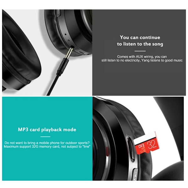 Hifi Trådløst Øretelefoner Bluetooth Hodetelefoner - Hvit White