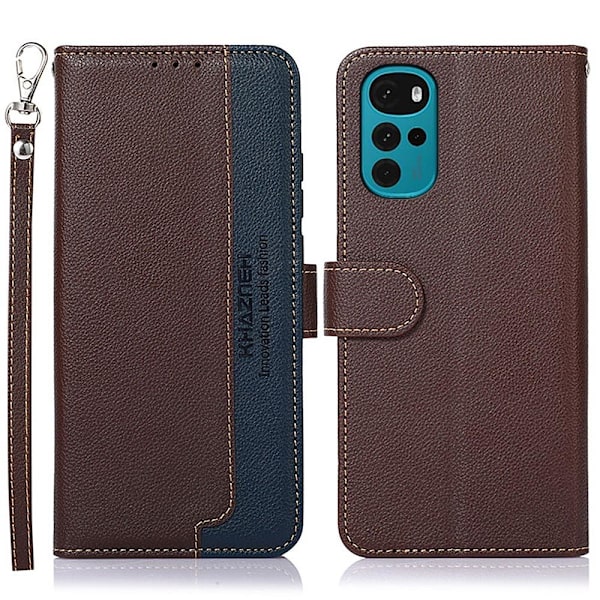 KHAZNEH Phone Cover for Motorola Moto G22 / Moto E32s 4G - Brown/Blue Brown