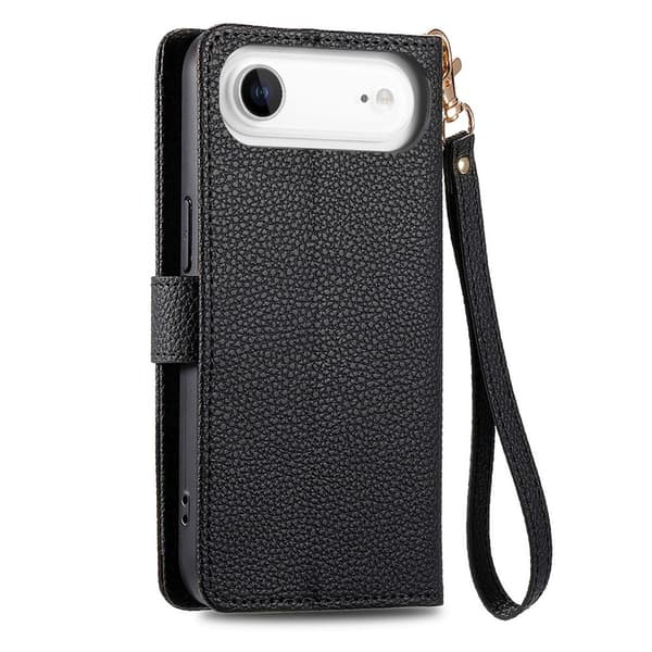 For iPhone Air Cover RFID-blokering Lynlåslomme Tegnebogsetui med Rem Black