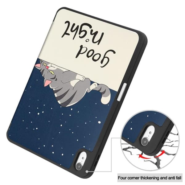 Tri-fold Stativveske for iPad 10.9 (2022) Tablettdeksel Penneholder - Katt Blue