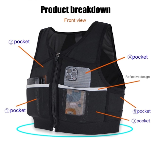 Hydration løbevest Reflekterende cykel løb Marathon - Medium Black