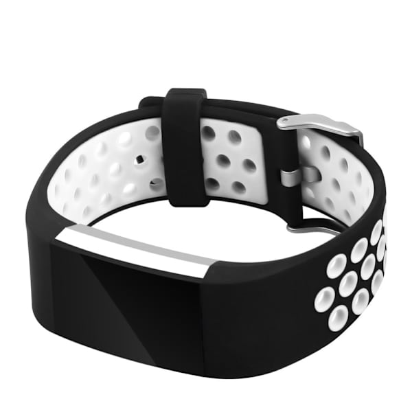 Bi-color Multihole Soft Silicone Sport Watch Band Strap for Fitbit Charge 2 Black