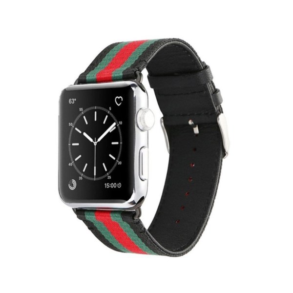 Nylon læder sportsurrem til Apple Watch 4 44mm Black