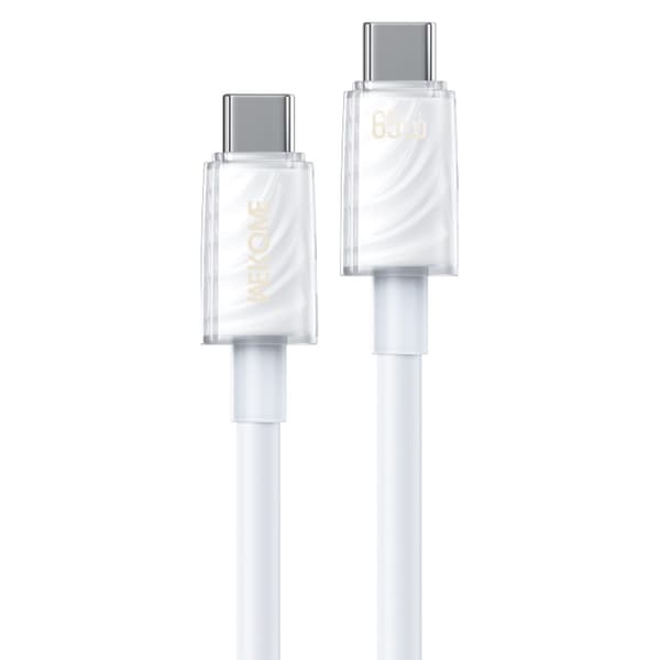 USB-C til USB-C 65W superhurtigt opladningskabel 480 Mbps højhastighedsoverførsel White