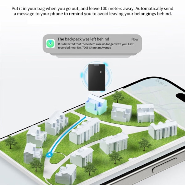 Tracker til kæledyr Bil Pung Anti-tab Bluetooth Tracker A Find My Black