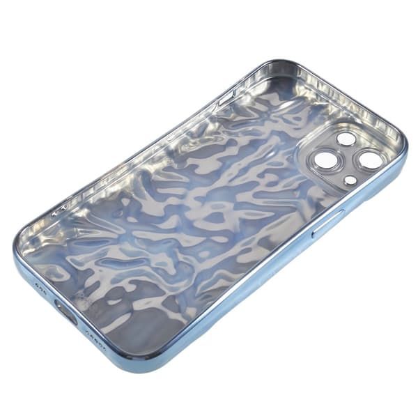 TPU-etui for iPhone 15 med elektroplettering, rynket og ujevn overflate - Blå Blue