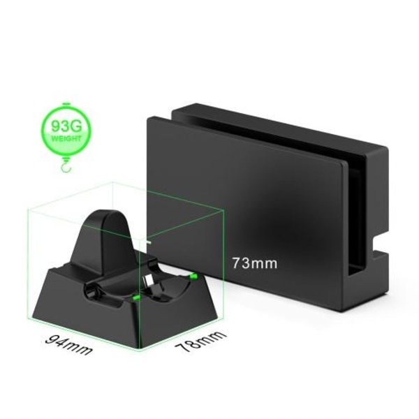 Kompatibel med Nintendo Switch + Lite + Oled USB-C Laddningsställ Laddare Svart