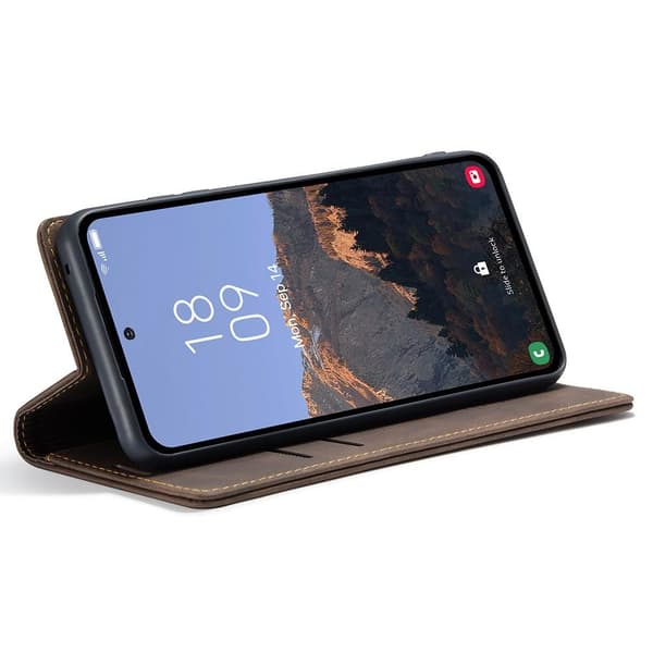 CASEME Retro lompakkokotelo Samsung Galaxy A54 - Kahvi Brown