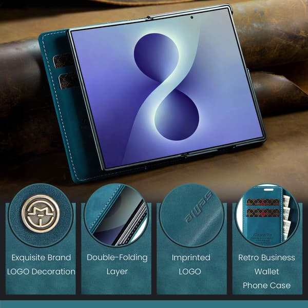 CASEME Telefonlommebokdeksel med støtteben til Samsung Galaxy Z Fold8 Blue