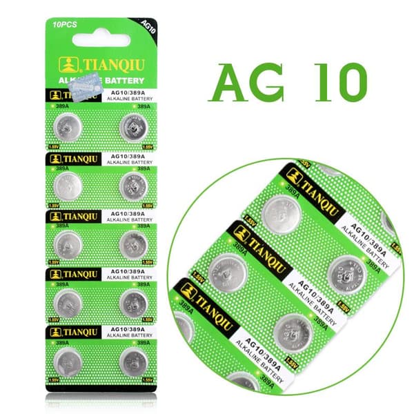 Alkalisk knappcellebatteri SR54/V389/AG10 Stor pakke Silver