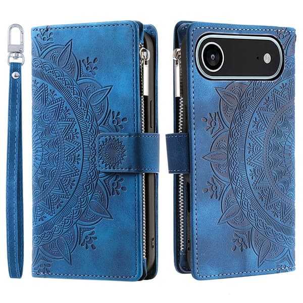 Pungetui kompatibelt med iPhone Air cover etui mandala blomstermønster Blue