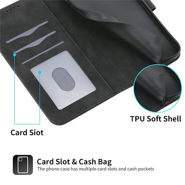 DIERFENG For Samsung Galaxy A57 5G Wallet Case with Stand and Wrist Strap Black