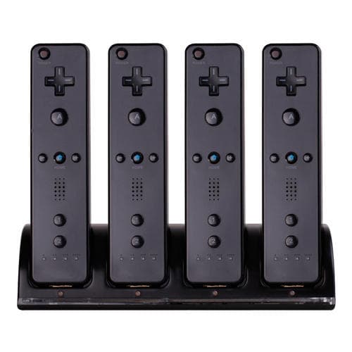 Kompatibel med Wii Ladestander Bluelight Ladestation til 4 controllere - Sort Black