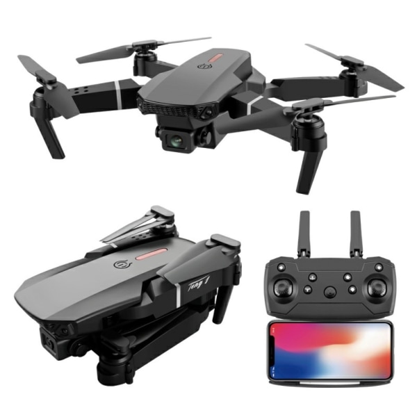 E88 Pro RC Drone med to kameraer dobbelt batterier Black