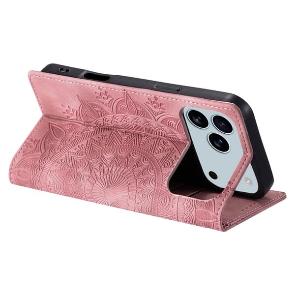 Deksel for iPhone 17 Pro Max med Magnetisk Lukking Mønsterpreget Pink