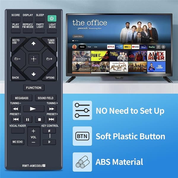 Fjernkontroll utskiftning for RMT-AM330U for Sony Home Audio System Black