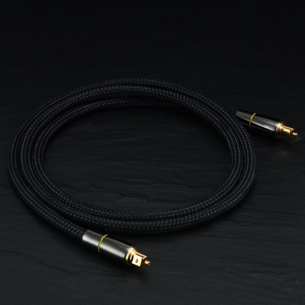 2m SPDIF 5.1 ljudkanal optisk kabel ljudlinje Digital guldpläterad Svart