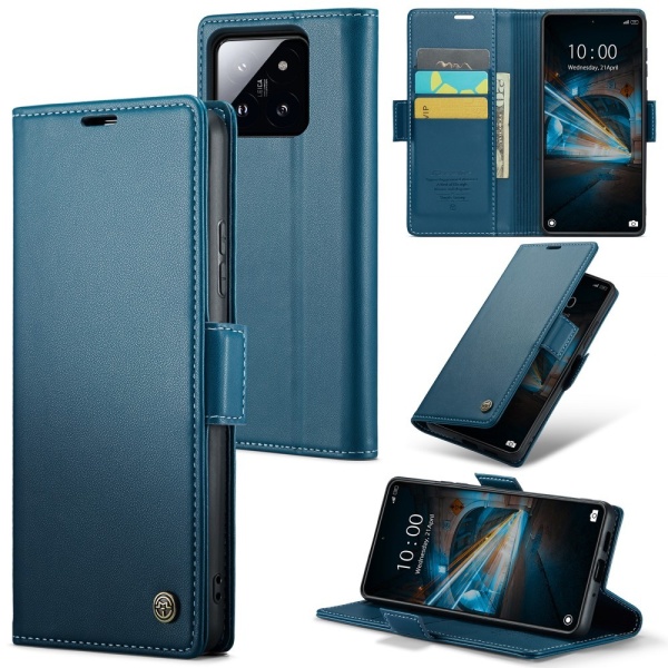 CASEME Retro Lompakkokotelo Xiaomi 14 Blue