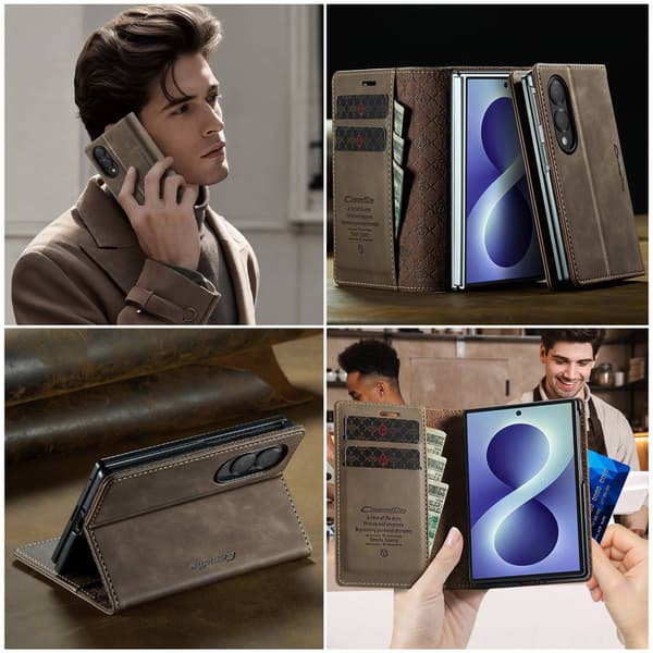 CASEME Telefonlommebokdeksel til Samsung Galaxy Z Fold8 Brown