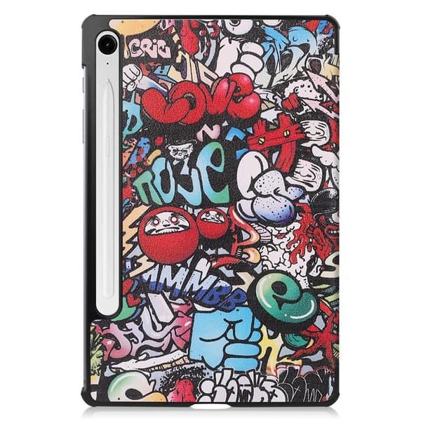 För Samsung Galaxy Tab S10 Lite / S10 FE / S9 FE Fodral med Mönster och Stativ - Graffiti multifärg