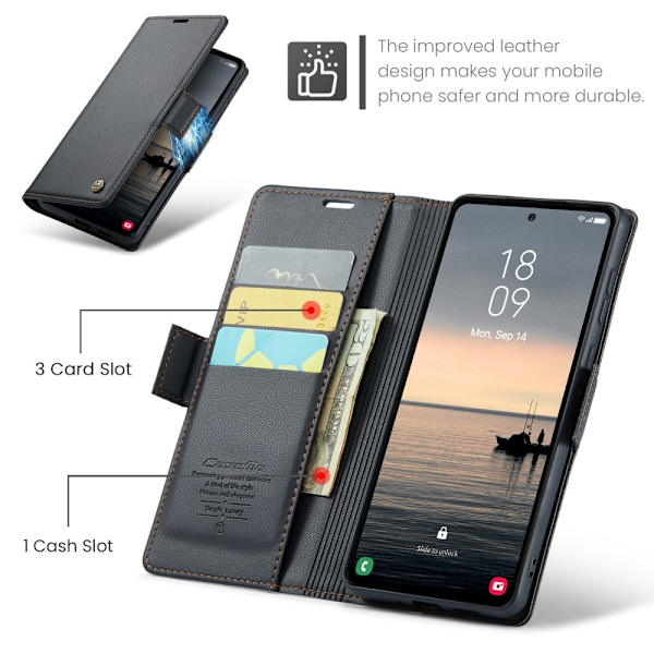 CASEME Retro Pung Taske til Samsung Galaxy S23 FE - Sort Black