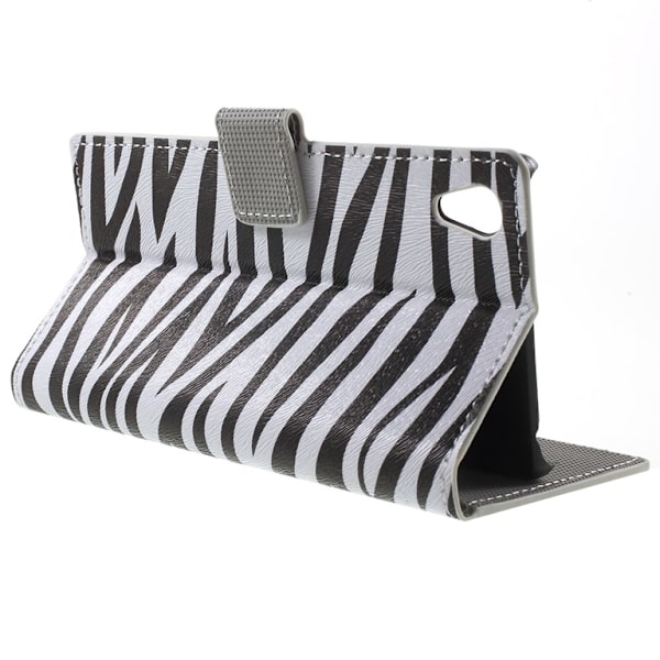 Sony Xperia Z5 Lompakkokotelo Zebra Stripes Black