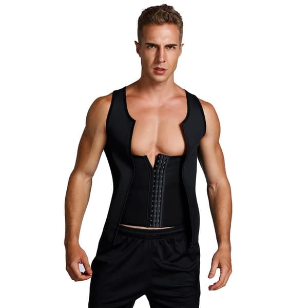 Kompresjonsvest Svette Body Shaper Undertrøye Vekttap Midje - M Black