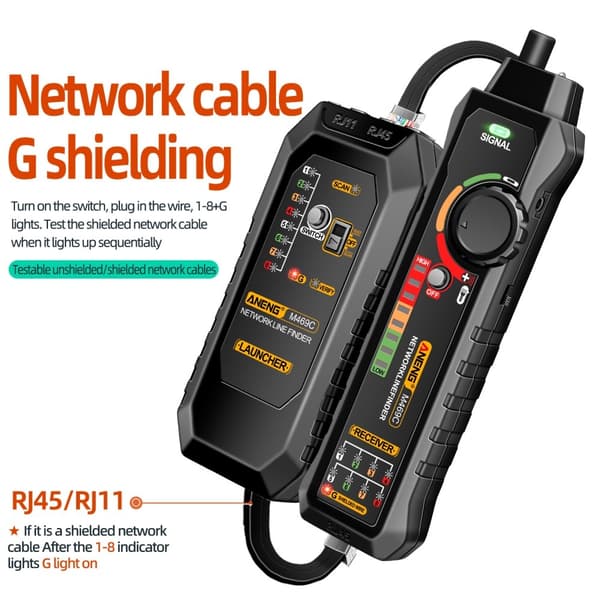 ANENG Nettverkskabeltester Nettverk Ethernet Wire Tracker Kabel Finne Black