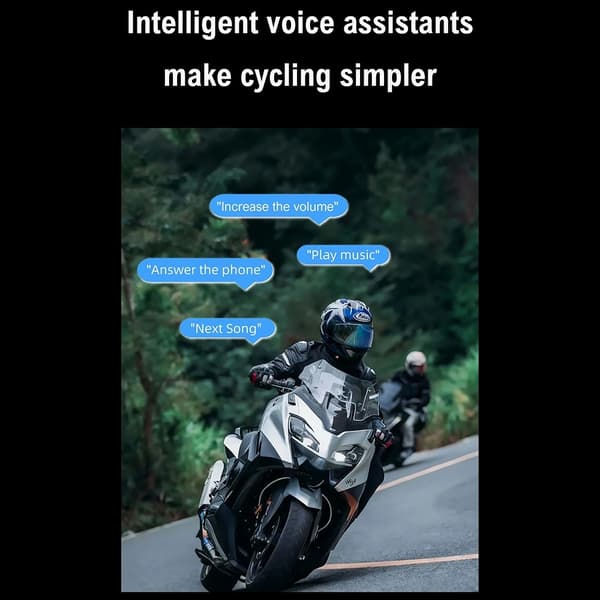 Hjälm Motorcykel Bluetooth Intercom Headset IP67 Vattentät 1000m räckvidd Svart