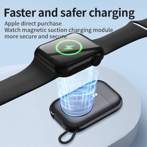 Langaton laturi Powerbank Apple Watch Series 7/6/5/4/3/2/1 Black