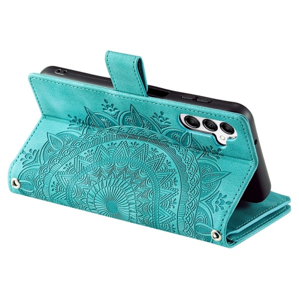 For Samsung Galaxy A56 Lommebok Deksel Shell Mandala Blomstermønster - Mynte Green