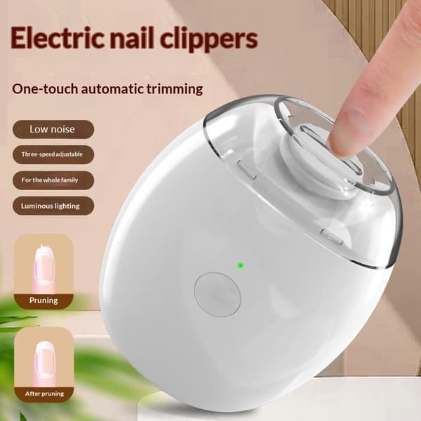 Elektrisk negleklipper – automatisk manicureværktøj, tre hastigheder, LED-lys White