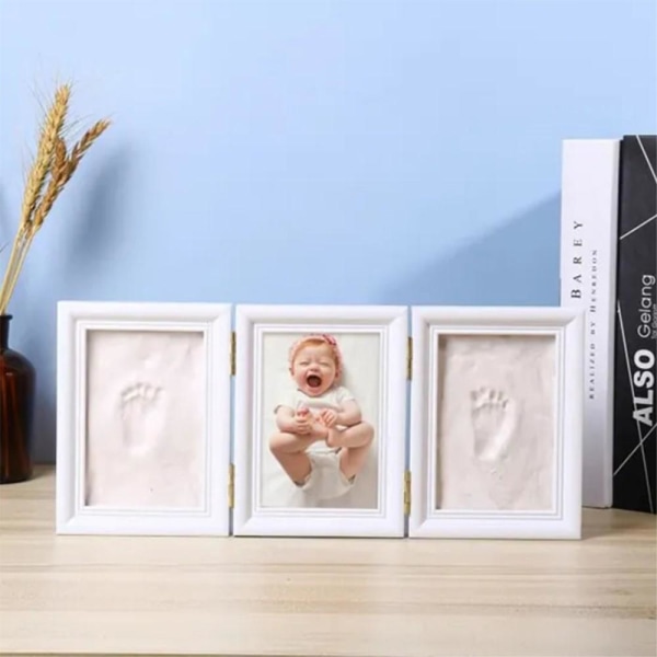 Baby Fotavtryck Handavtryck Minnesmärke för nyfödda Vit