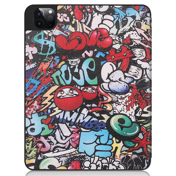 Til iPad Pro 11 2021 Trifoldet stativ - tabletetui - Graffiti Multicolor