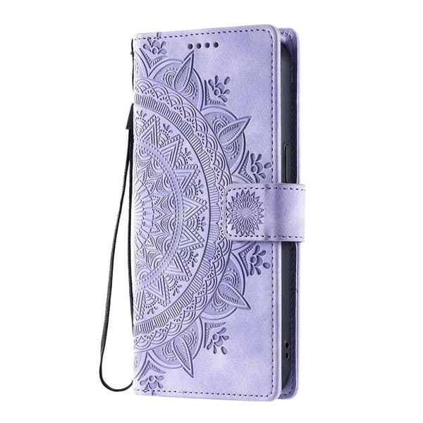 For Samsung Galaxy S26 Lommebok Deksel Shell Mandala Blomstermønster Purple
