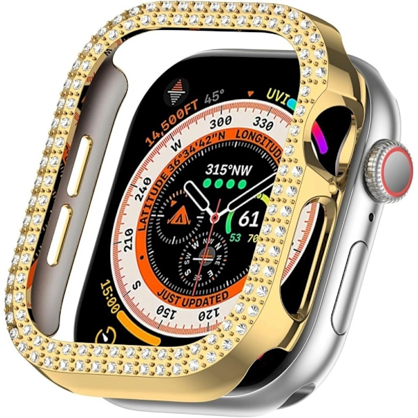 For A Watch Series 10 42mm Case Cover Frame Bling Rhinestone Decor - Guld Gold
