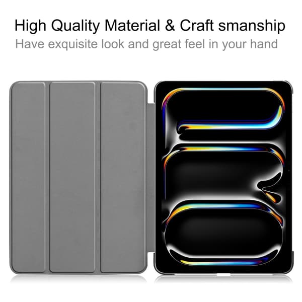 Til iPad Pro 11 (2024) Etui Tre - fold Stativ Tablet Cover - Hvid White