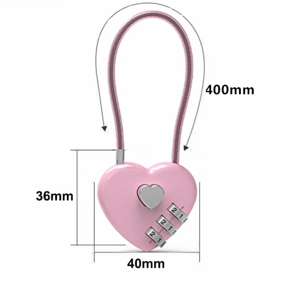 Sydän 40 cm yhdistelmälukko Riippulukko Säilytyskaappi koodilukko Red