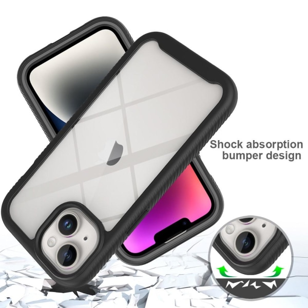 För iPhone 15 Full Protection Skal Fodral 3-i-1 med skärmskydd Svart