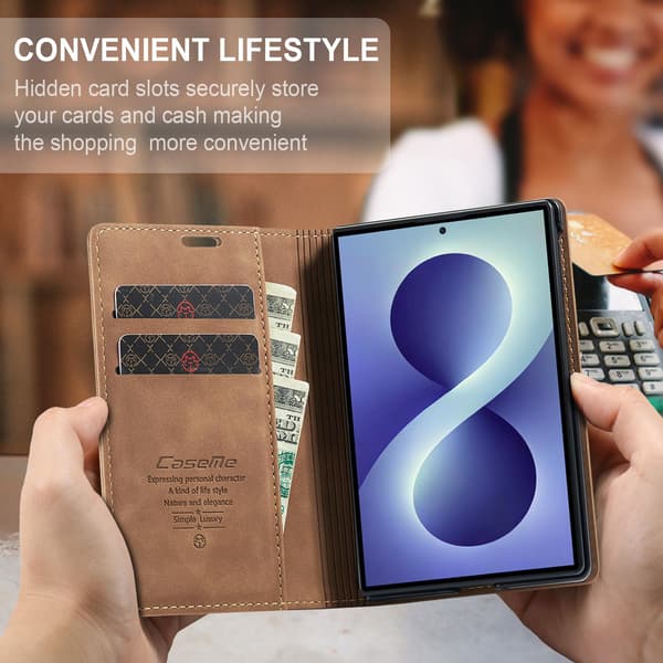 CASEME Telefonplånboksfodral med stöd till Samsung Galaxy Z Fold8 Brun