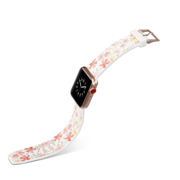 Silikoninen kellohihna Apple Watch 4 44mm, Series 3/2/1 42mm - Kukat Multicolor