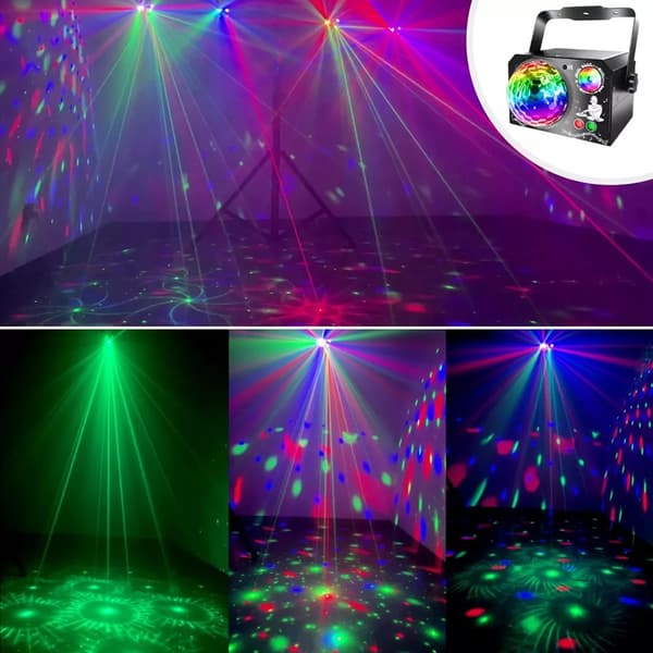 Magic Ball Laserlys L150MW 4-i-1 Laserlampe Scenefest Disco Magic Ball Lampe Black