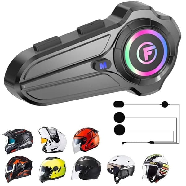 Motorcykelhjelm Bluetooth Intercom Headset IP67 Vandtæt 1000m Rækkevidde Tovejs Black
