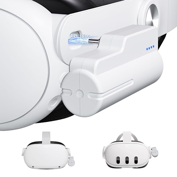 För Meta Quest 3 Quest 2 5000mAh 18W Snabbt Batteri Powerbank med LED-indikator Vit