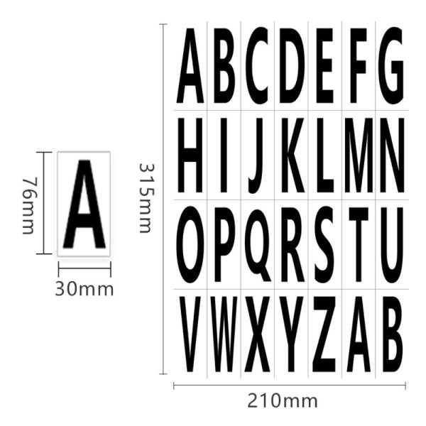 2 Ark 7.6*3cm numeriska etikett klistermärken Siffror Svart