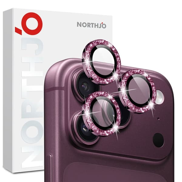 NORTHJO Glitrende kameralinsebeskytter til iPhone 18 Pro / 18 Pro Max Purple