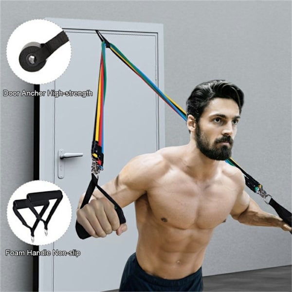 11 kpl/setti Fitness Resistance Bands -harjoittelu Kotikuntosaliharjoittelu Black
