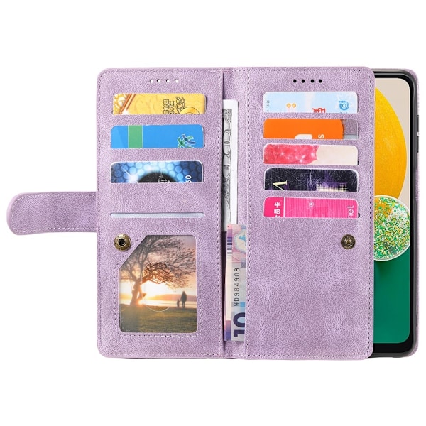 Til Samsung Galaxy S25 Edge Etui med Lynlåslomme og 9 Kortlommer Purple