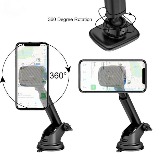 IMAK teleskooppinen magneettinen autotelineen imukupin kiinnike Black