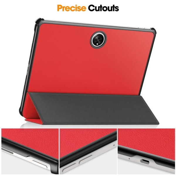 For OnePlus Pad Tri-fold Stativ Våkne / Sove Deksel Tablettveske - Rød Red